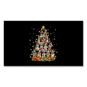 Husky   Funny Siberian Husky Santa Hat Christmas Magnetic Business Card