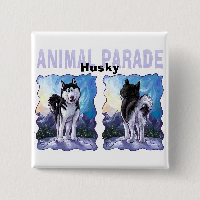 Husky Gifts & Accessories 2 Inch Square Button (Front)