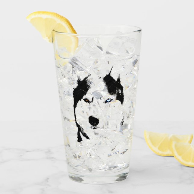 Husky Glass Siberian Husky Eyes Glass Personalize (Front Ice)