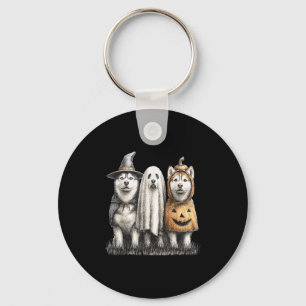 Husky Halloween Ghost Pumpkin  Keychain