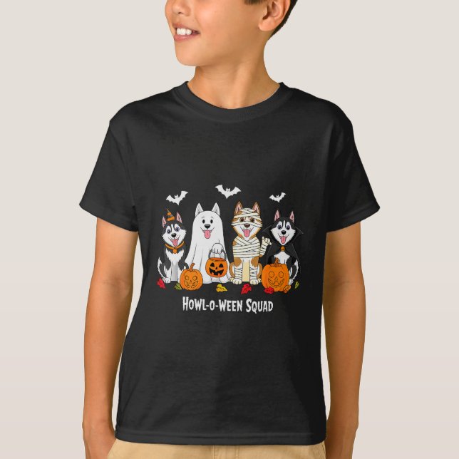 Husky Halloween Howl O Ween Squad  T-Shirt (Front)