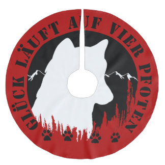 Husky Happiness runs on four paws Brushed Polyester Tree Skirt