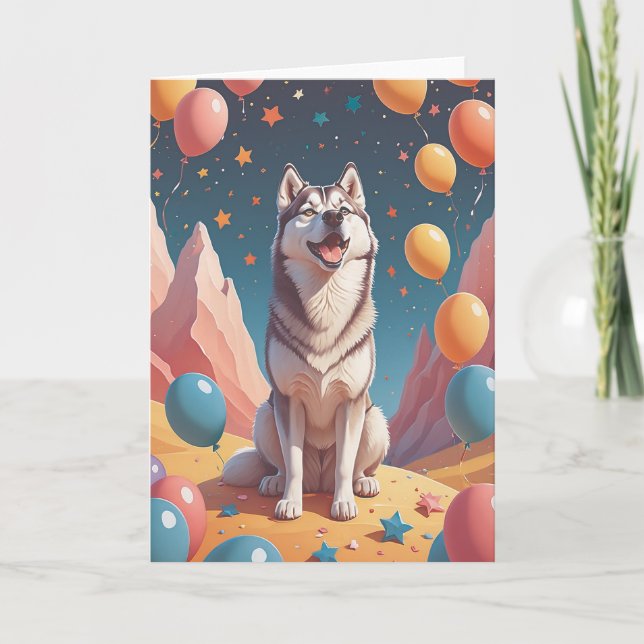 Husky Harmony Birthday Card (Front)