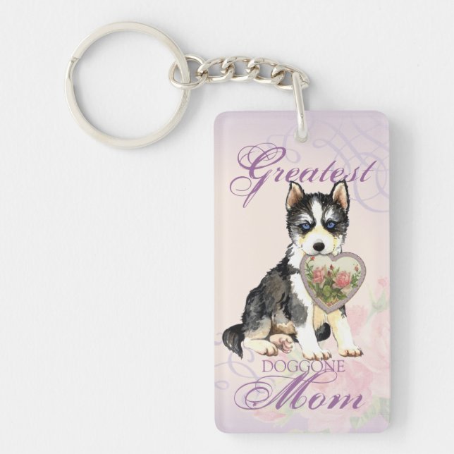 Husky Heart Mom Keychain (Front)