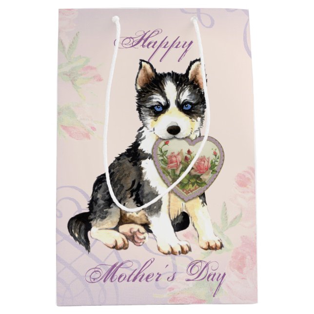 Husky Heart Mom Medium Gift Bag (Front)