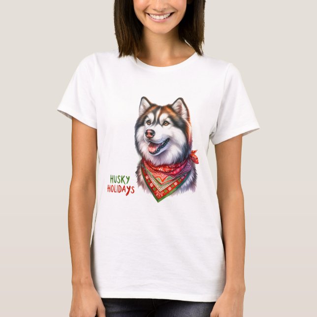 Husky Holidays T-Shirt (Front)