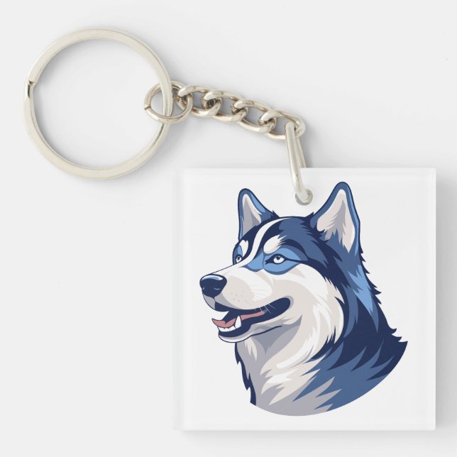 Husky Howlers Husky Dog Power Logo Art Keychain (Front)