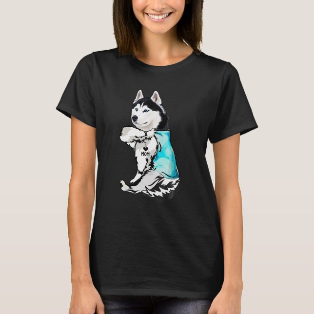 Husky I Love Mom Tattoo T-Shirt (Front)