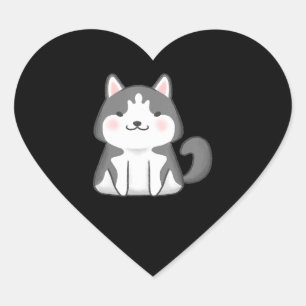 Husky Kawaii Siberian Husky Dog Japanese Anime Heart Sticker