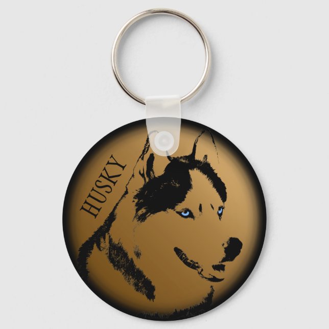 Husky Keychain Husky Malamute Dog Keychain Custom (Front)