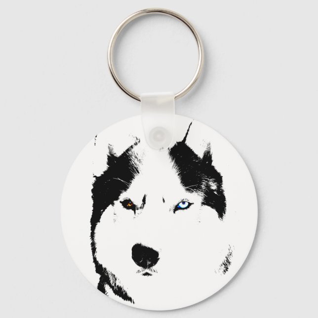 Husky Keychain Husky Malamute Dog Keychain Custom (Front)
