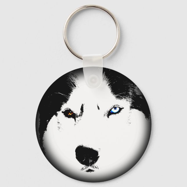 Husky Keychain Husky Malamute Dog Keychain Custom (Front)