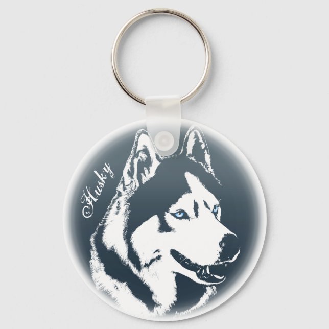 Husky Keychain Husky Malamute Dog Keychain Custom (Front)