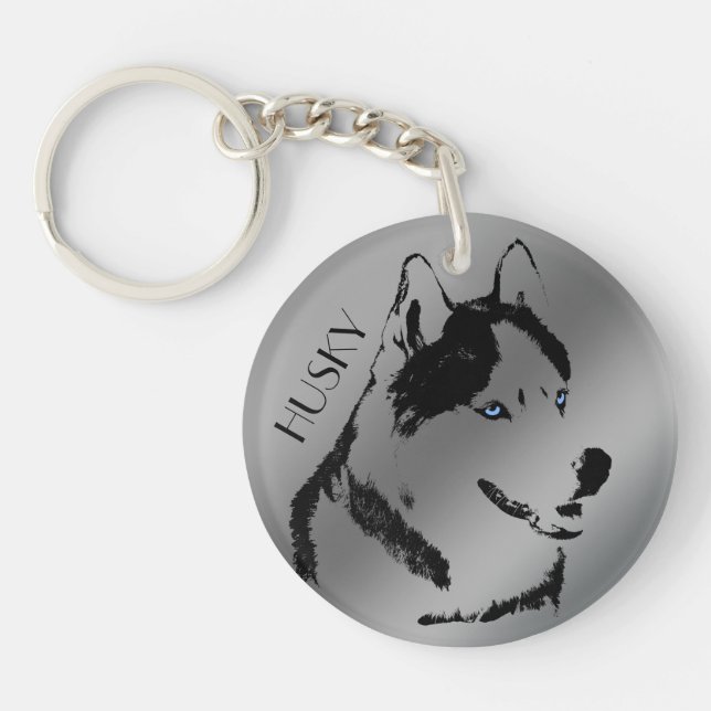 Husky Keychain Husky Malamute Keychain Customize (Front)