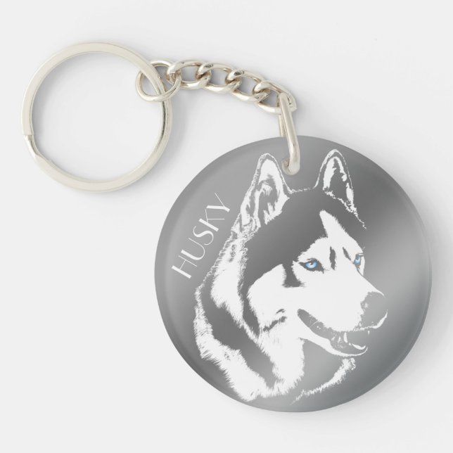 Husky Keychain Husky Malamute Keychain Customize (Front)
