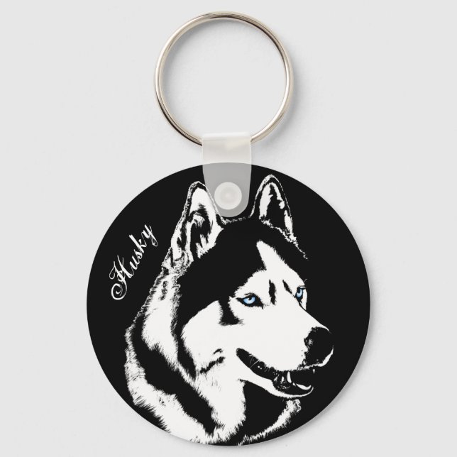 Husky Keychain Husky Malamute Keychain Customize (Front)