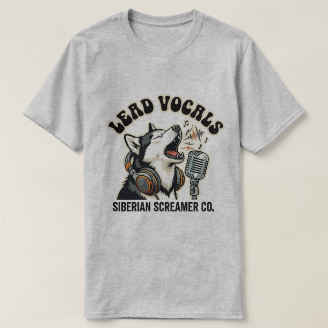 Husky Lead Vocal Funny Dog Design  T-Shirt (Design Front)