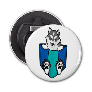 Husky Lover Button Bottle Opener with Magnet