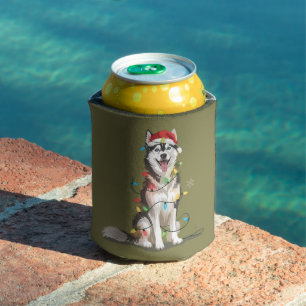 Husky Lover Christmas Siberian Xmas Dog Mom Can Cooler