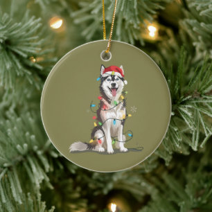 Husky Lover Christmas Siberian Xmas Dog Mom Ceramic Ornament