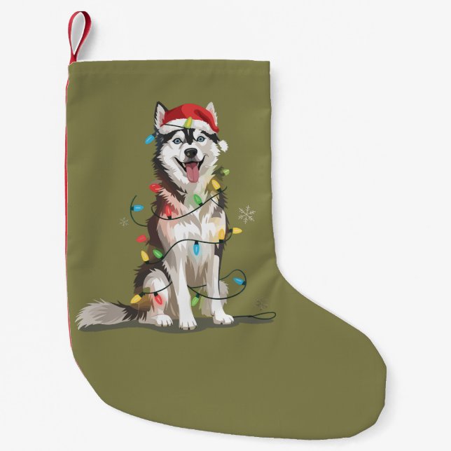 Husky Lover Christmas Siberian Xmas Dog Mom  Small Christmas Stocking (Front)