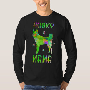 Husky Mama Colourful Dog Mom T-Shirt