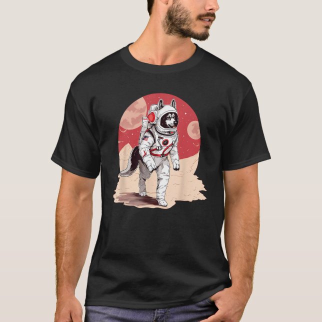 Husky Mars Funny Dog Astronaut T-Shirt (Front)