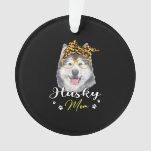 Husky Mom Leopard Print Dog Lovers Gift Ornament