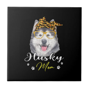Husky Mom Leopard Print Dog Lovers Gift Tile