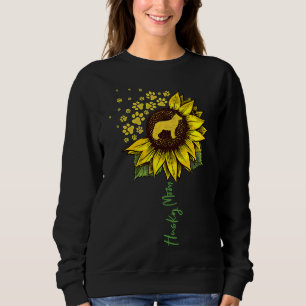 Husky Mom Sunflower Siberian Husky Dog Mom Mam Sweatshirt