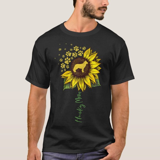 Husky Mom Sunflower Siberian Husky Lover Dog Mom M T-Shirt (Front)