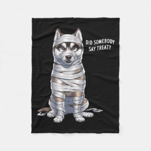 Husky Mummy Halloween Dog Fleece Blanket