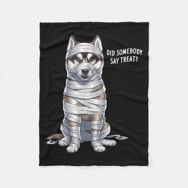 Husky Mummy Halloween Dog Fleece Blanket (Front)