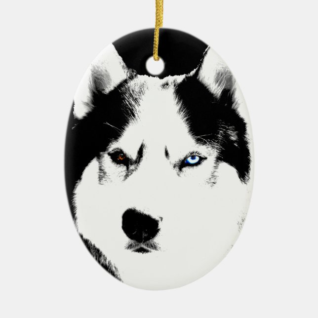 Husky Ornament Personalized Sled Dog Decoration (Front)
