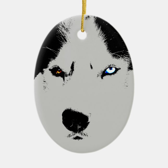 Husky Ornament Personalized Sled Dog Decoration (Front)