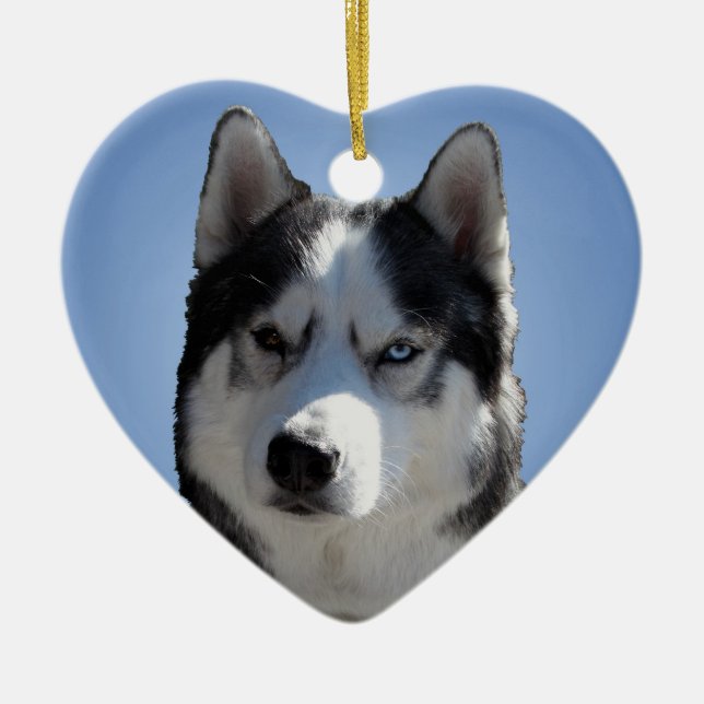 Husky Ornament Personalized Sled Dog Decoration (Front)