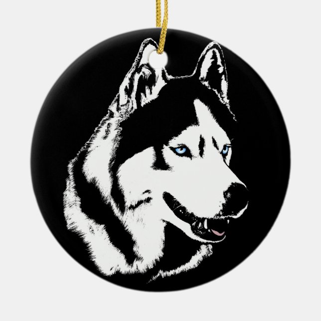 Husky Ornament Personalized Sled Dog Decoration (Front)