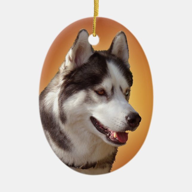 Husky Ornament Personalized Sled Dog Decoration (Front)