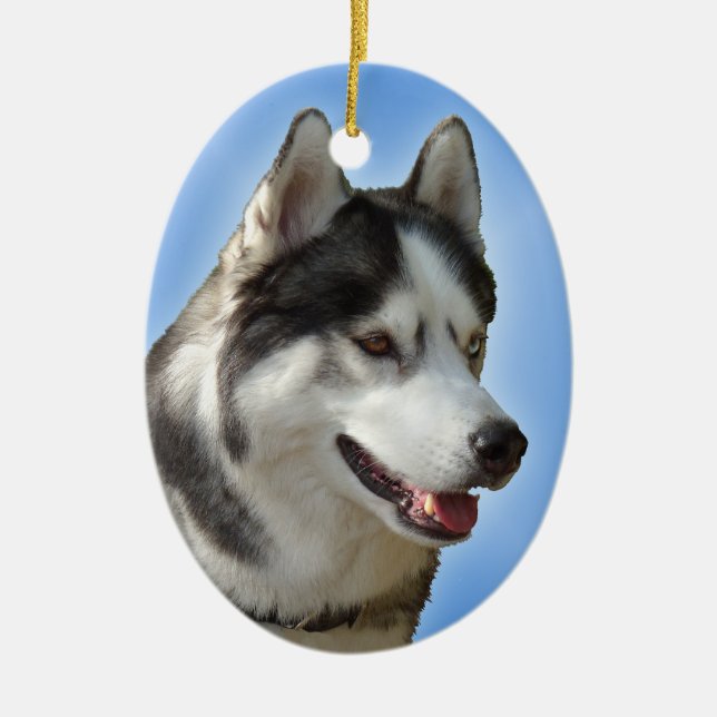 Husky Ornament Personalized Sled Dog Decoration (Front)