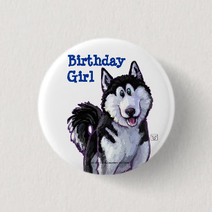 Husky Party Centre 1 Inch Round Button