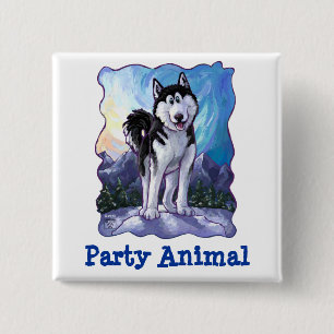 Husky Party Centre 2 Inch Square Button