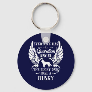 Husky pet dog guardian angel keychain