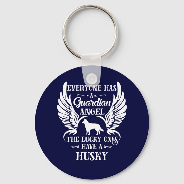Husky pet dog guardian angel keychain (Front)