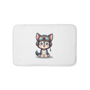 Husky Pilot Dog Lover Malamute Bath Mat