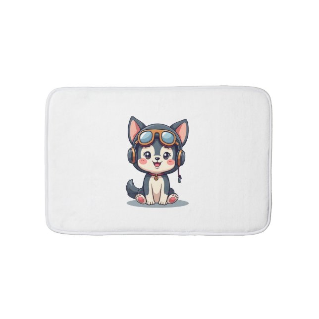 Husky Pilot Dog Lover Malamute Bath Mat (Front)