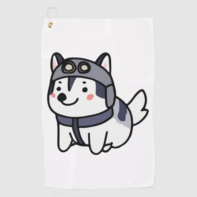 Husky Pilot Dog Lover Malamute Golf Towel (Front)