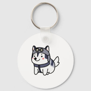 Husky Pilot Dog Lover Malamute Keychain