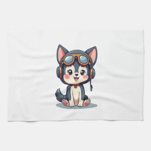 Husky Pilot Dog Lover Malamute Kitchen Towel