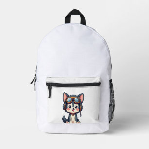 Husky Pilot Dog Lover Malamute Printed Backpack