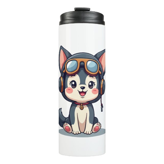 Husky Pilot Dog Lover Malamute Thermal Tumbler (Front)